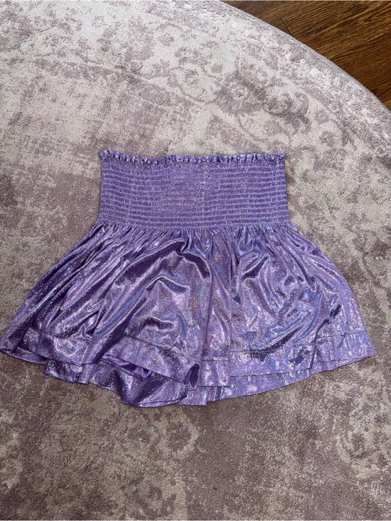 QUEEN OF SPARKLES Pants - QUEEN OF SPARKLES Women’s M Purple Metallic Glitter Iridescent Swing Shorts